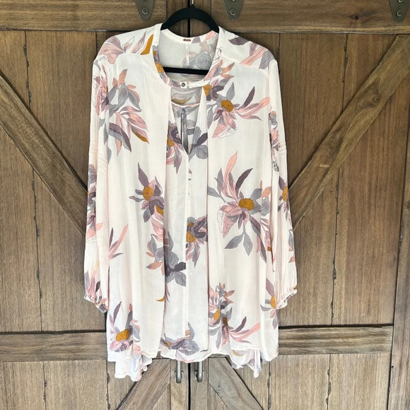 Free People Tree Swing Mini Tunic Dress Pearl Combo Size Small - Picture 2 of 8